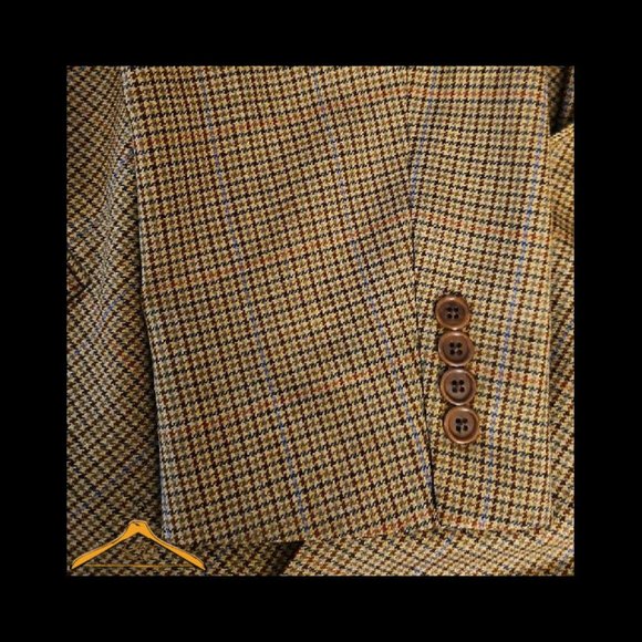 Brooks Brothers Sport Coat - 48L, Wool/Cashmere, Tan Houndstooth Plaid, EUC - Picture 5 of 12